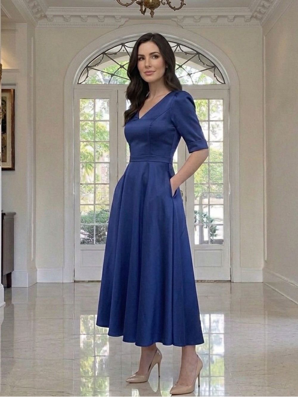 Elegant Navy Blue Women's Dress